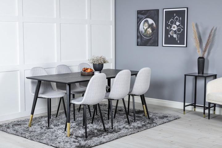 Venture Home Dipp Dining Table - 180*90cm - Black / Black Brass+Polar Dining Chair - Black Legs - Light Grey Fabric_6