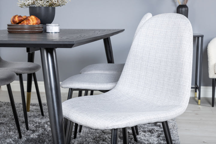 Venture Home Dipp Dining Table - 180*90cm - Black / Black Brass+Polar Dining Chair - Black Legs - Light Grey Fabric_6