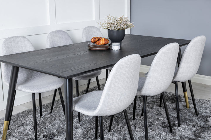Venture Home Dipp Dining Table - 180*90cm - Black / Black Brass+Polar Dining Chair - Black Legs - Light Grey Fabric_6