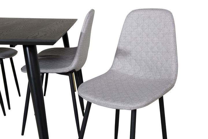 Venture Home Dipp Dining Table - 180*90cm - Black / Black Brass+Polar Diamond Dining Chair - Black Legs - Grey Fabric_6