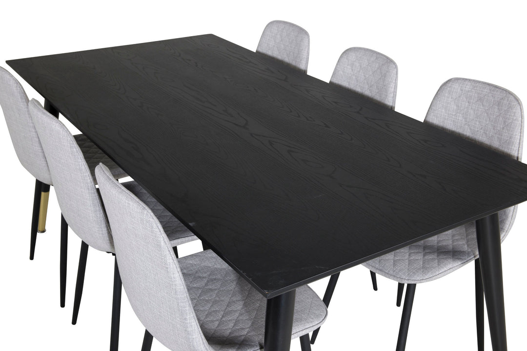 Venture Home Dipp Dining Table - 180*90cm - Black / Black Brass+Polar Diamond Dining Chair - Black Legs - Grey Fabric_6