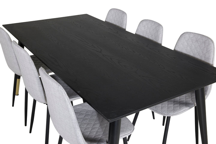 Venture Home Dipp Dining Table - 180*90cm - Black / Black Brass+Polar Diamond Dining Chair - Black Legs - Grey Fabric_6