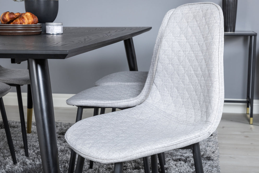 Venture Home Dipp Dining Table - 180*90cm - Black / Black Brass+Polar Diamond Dining Chair - Black Legs - Grey Fabric_6