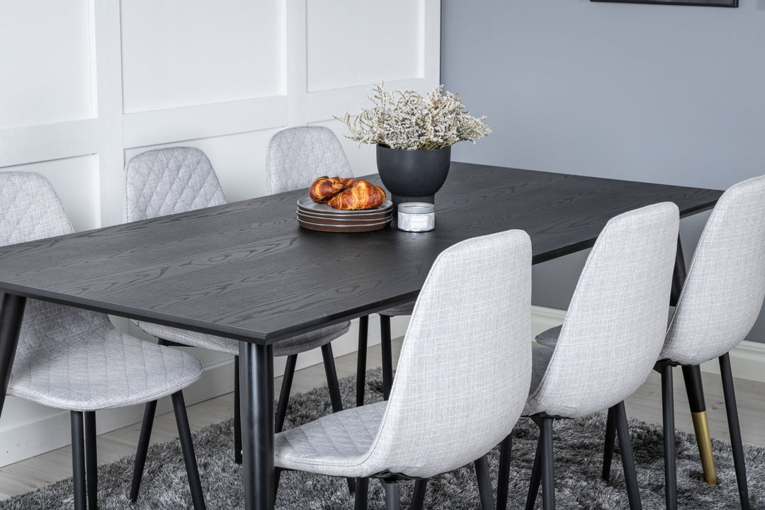 Venture Home Dipp Dining Table - 180*90cm - Black / Black Brass+Polar Diamond Dining Chair - Black Legs - Grey Fabric_6