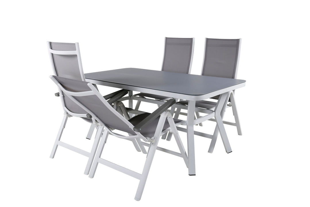 Venture Home Virya Dining Table - White Alu / Grey Glass - small table+Albany Light 5-pos white alu / Grey Textilene_4