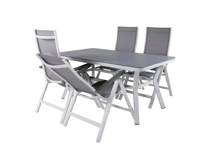 Venture Home Virya Dining Table - White Alu / Grey Glass - small table+Albany Light 5-pos white alu / Grey Textilene_4