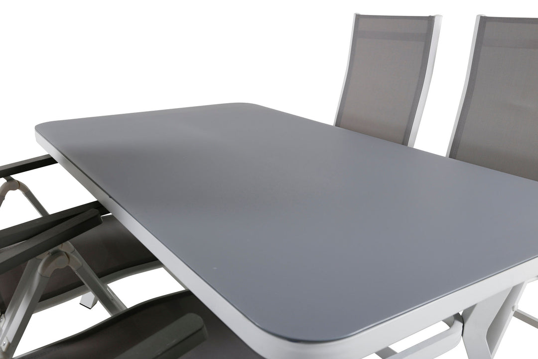 Venture Home Virya Dining Table - White Alu / Grey Glass - small table+Albany Light 5-pos white alu / Grey Textilene_4