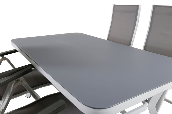 Venture Home Virya Dining Table - White Alu / Grey Glass - small table+Albany Light 5-pos white alu / Grey Textilene_4