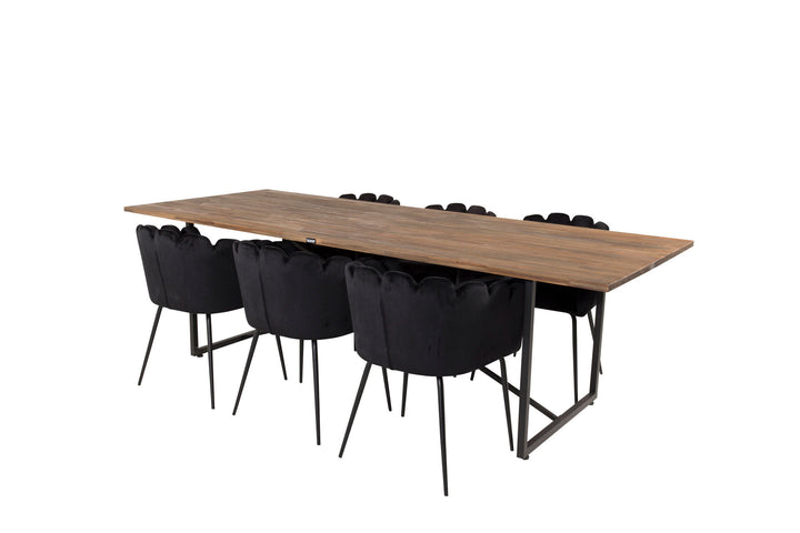 Venture Home Padang Matbord - Svart / mörk Teak - 250*100*H76+Limhamn - Chair - Black Velvet_6
