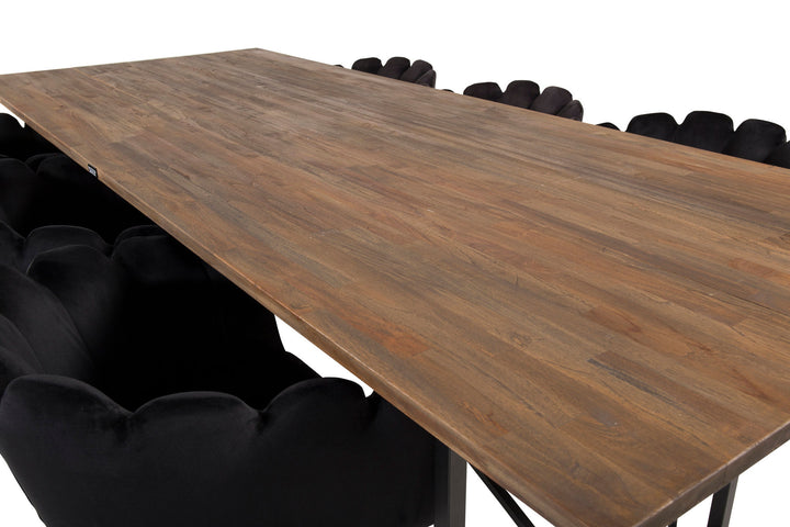 Venture Home Padang Matbord - Svart / mörk Teak - 250*100*H76+Limhamn - Chair - Black Velvet_6