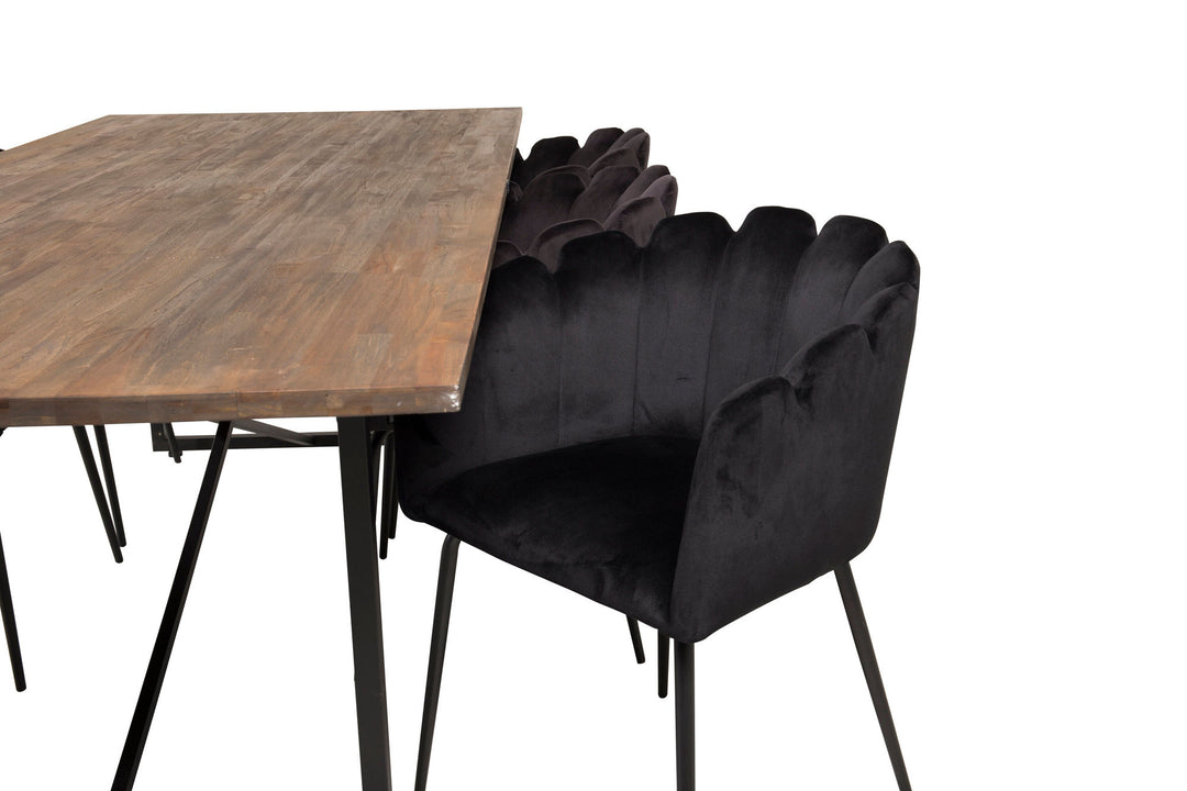 Venture Home Padang Matbord - Svart / mörk Teak - 250*100*H76+Limhamn - Chair - Black Velvet_6