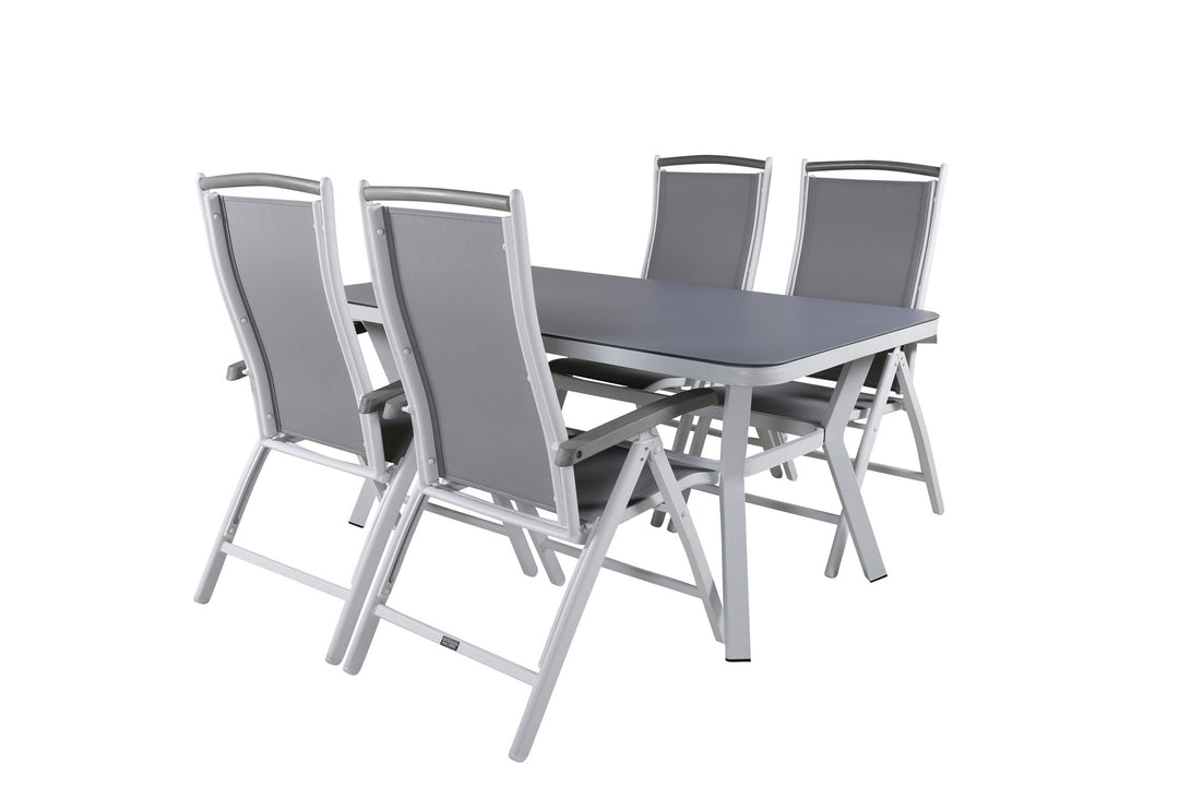 Venture Home Virya Dining Table - White Alu / Grey Glass - small table+Albany 5:pos Chair - White/Grey_4