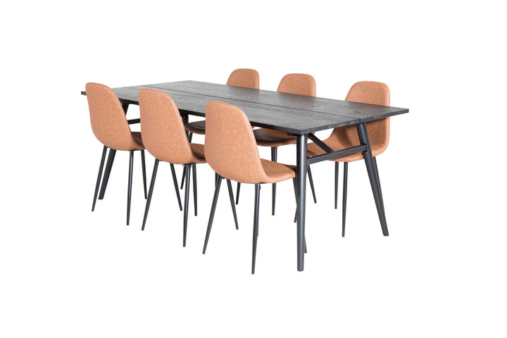 Venture Home Sleek Extentiontable Black Brushed - 195*95+Polar Dining Chair - Brown / Black _6