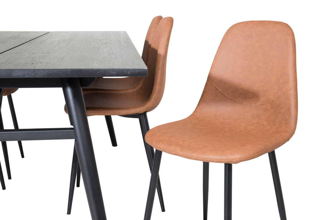 Venture Home Sleek Extentiontable Black Brushed - 195*95+Polar Dining Chair - Brown / Black _6