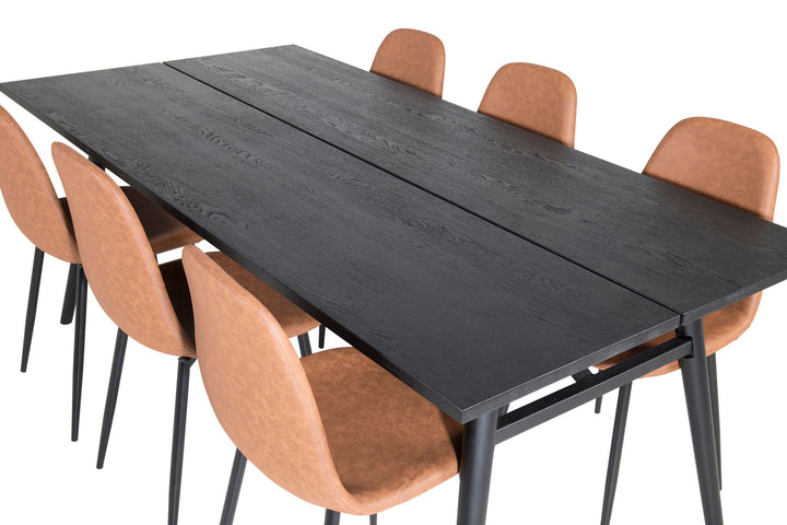 Venture Home Sleek Extentiontable Black Brushed - 195*95+Polar Dining Chair - Brown / Black _6