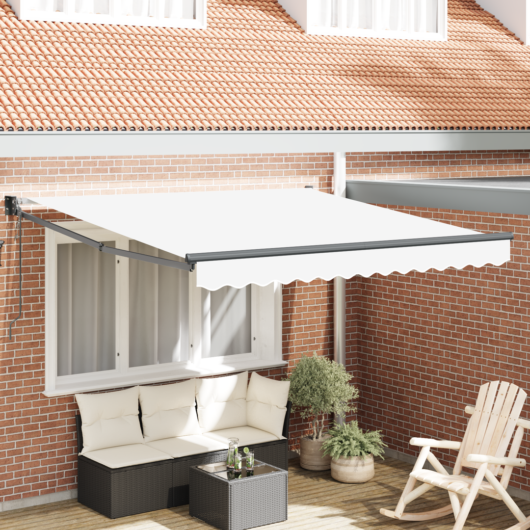 Udtrækkelig markise Hvid 350 x 250 cm Polyester og metal