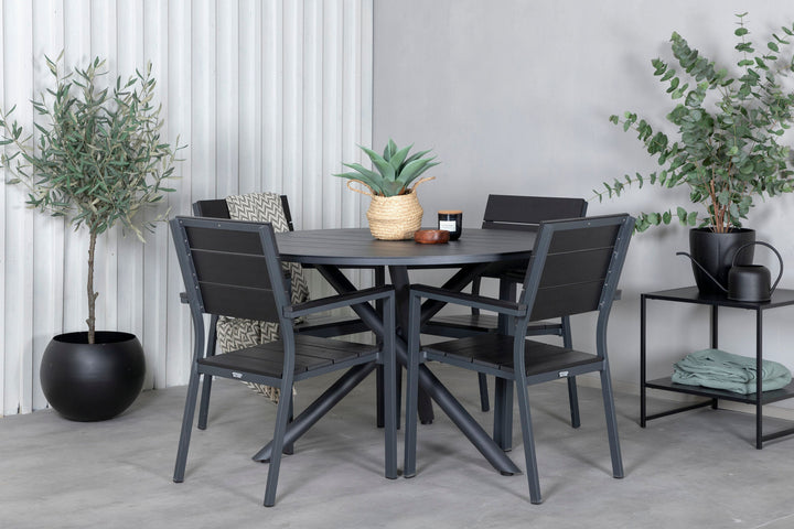 Venture Home Alma Dining Table - Black Alu - ø120cm+Levels Chair (stackable) - Black Alu / Black Aintwood_4