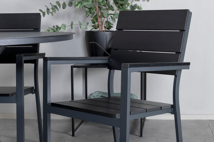 Venture Home Alma Dining Table - Black Alu - ø120cm+Levels Chair (stackable) - Black Alu / Black Aintwood_4
