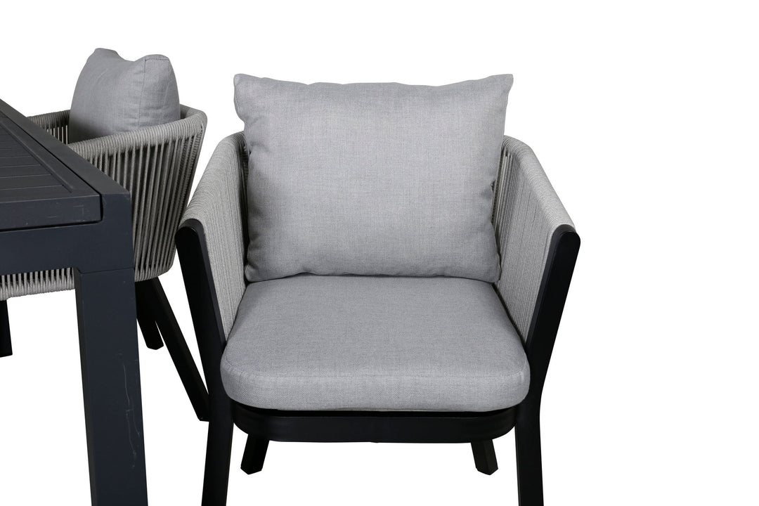 Venture Home Marbella Table 160/240 - Black/Black+Virya Dining Chair - BLACK Alu / Grey cushion _4
