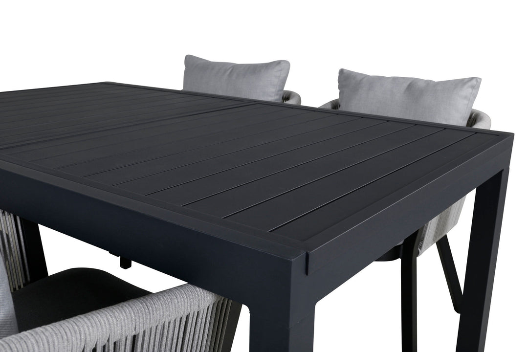 Venture Home Marbella Table 160/240 - Black/Black+Virya Dining Chair - BLACK Alu / Grey cushion _4