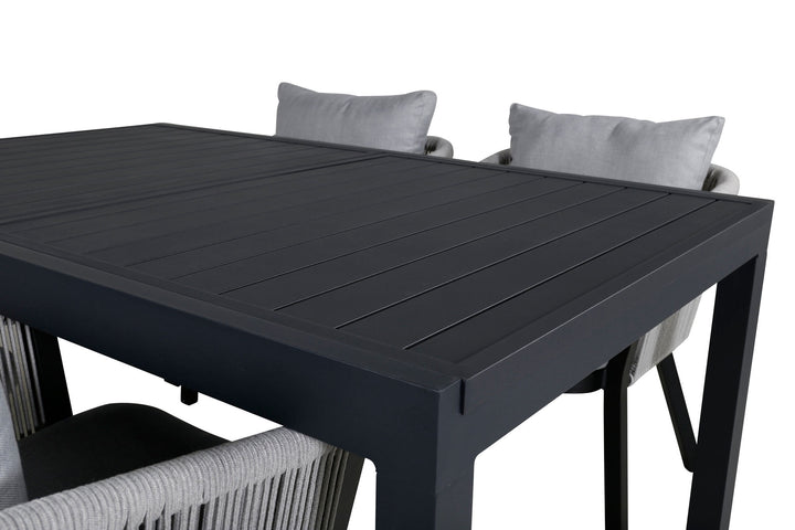 Venture Home Marbella Table 160/240 - Black/Black+Virya Dining Chair - BLACK Alu / Grey cushion _4