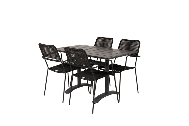Venture Home Denver Café Table 120*70 - Black Alu / Black Aintwood+Lindos Armchair - Black Alu / Black Rope_4