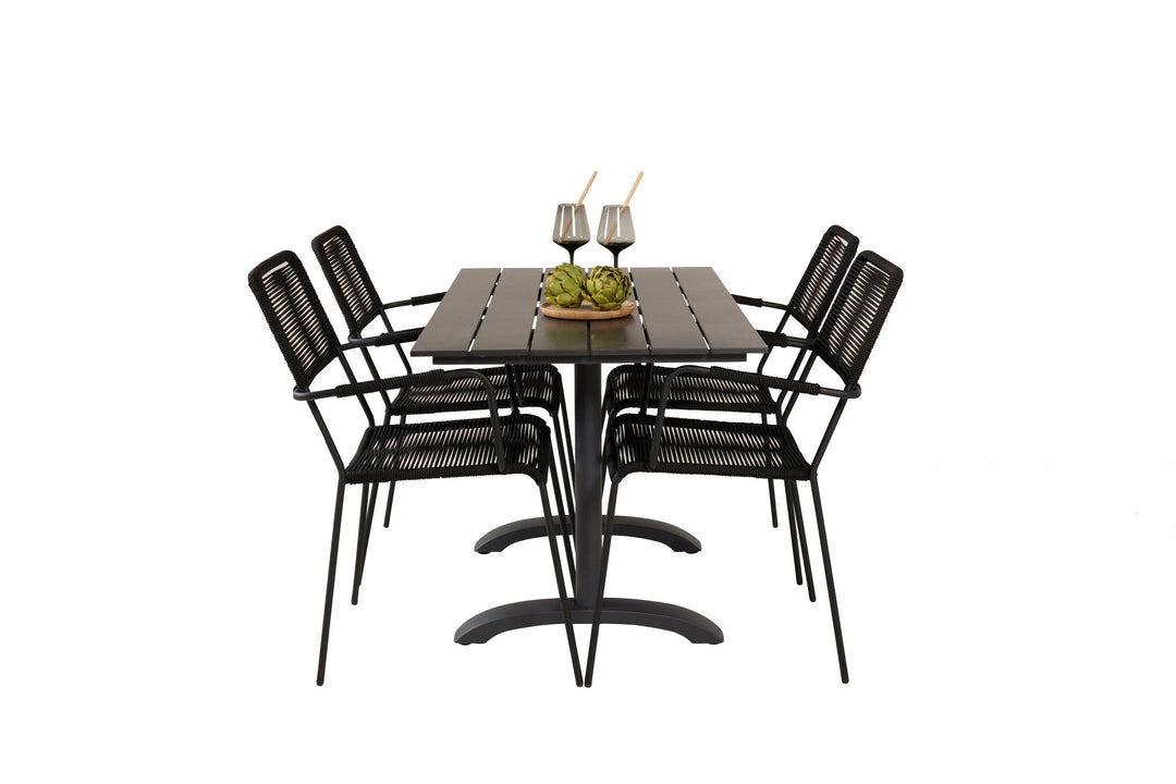 Venture Home Denver Café Table 120*70 - Black Alu / Black Aintwood+Lindos Armchair - Black Alu / Black Rope_4