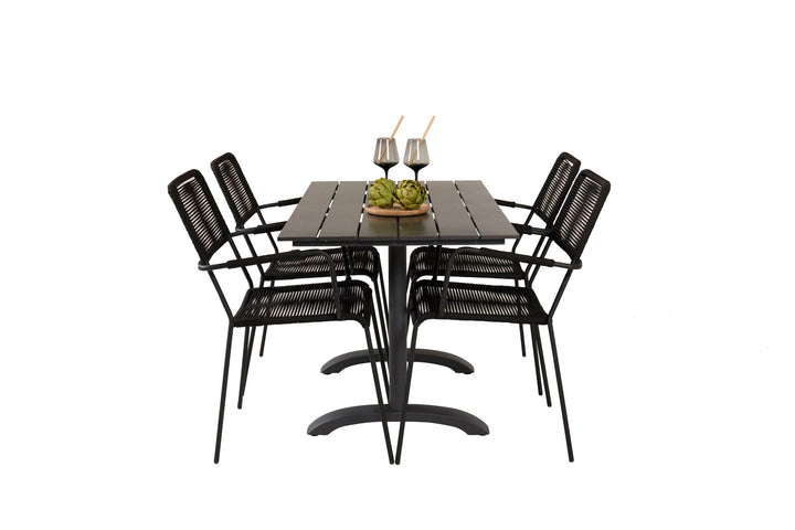 Venture Home Denver Café Table 120*70 - Black Alu / Black Aintwood+Lindos Armchair - Black Alu / Black Rope_4
