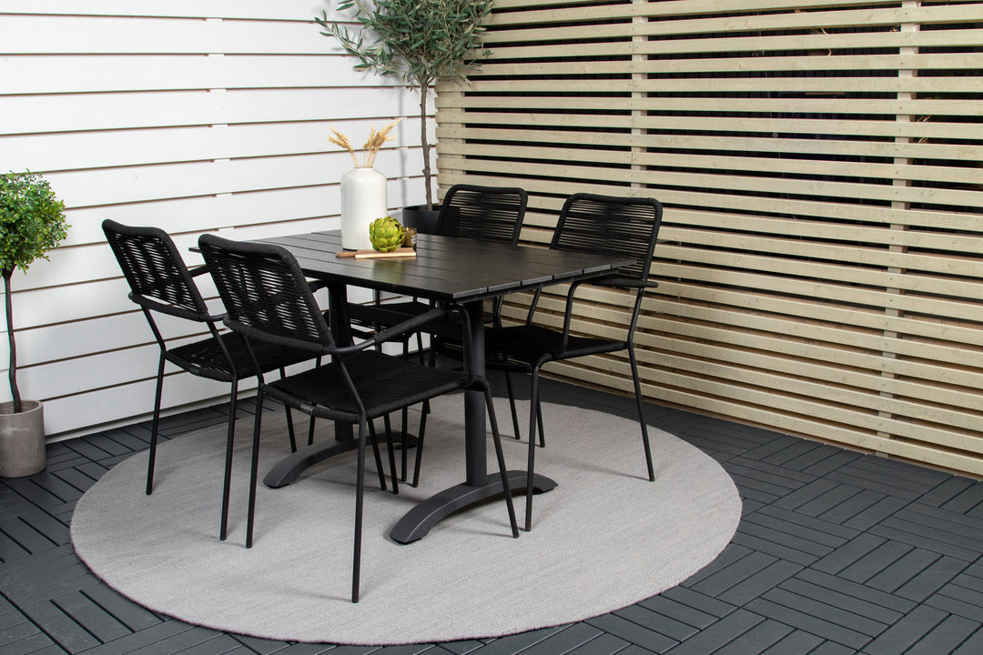 Venture Home Denver Café Table 120*70 - Black Alu / Black Aintwood+Lindos Armchair - Black Alu / Black Rope_4