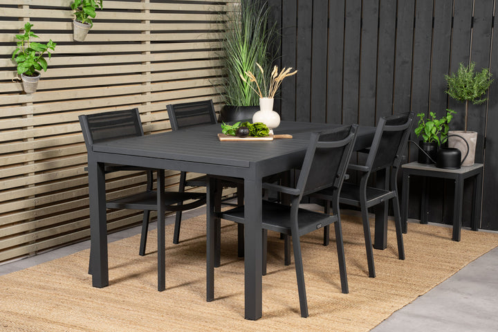 Venture Home Marbella Table 160/240 - Black/Black - Copacabana Stacking Chair - Black/Black 4