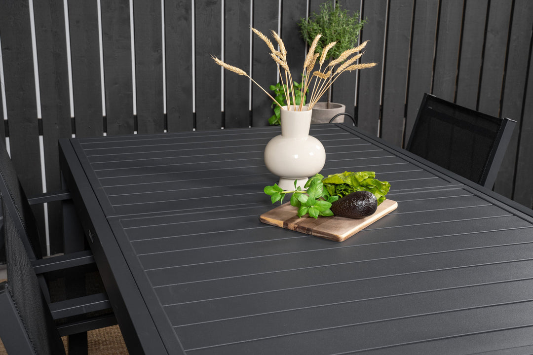 Venture Home Marbella Table 160/240 - Black/Black - Copacabana Stacking Chair - Black/Black 4