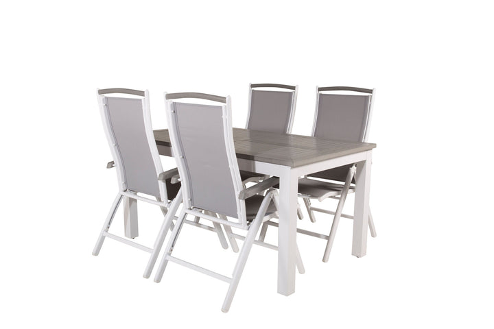 Venture Home Albany Dining Table 152/210*90 - White Alu / Grey Aintwood+Albany Chair 5:pos - White Alu / Grey Textilene / Aintwood_4