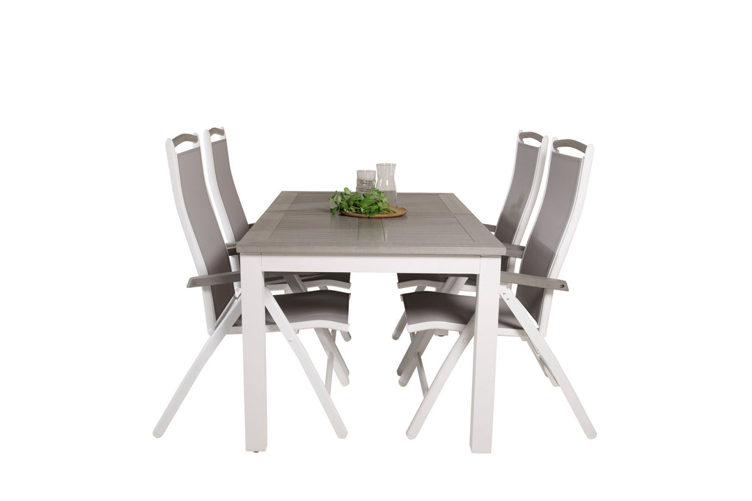 Venture Home Albany Dining Table 152/210*90 - White Alu / Grey Aintwood+Albany Chair 5:pos - White Alu / Grey Textilene / Aintwood_4