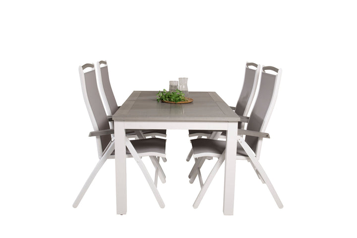 Venture Home Albany Dining Table 152/210*90 - White Alu / Grey Aintwood+Albany Chair 5:pos - White Alu / Grey Textilene / Aintwood_4
