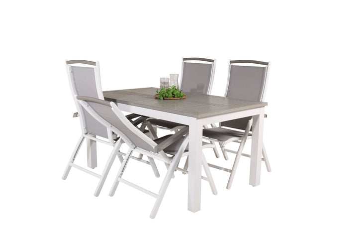 Venture Home Albany Dining Table 152/210*90 - White Alu / Grey Aintwood+Albany Chair 5:pos - White Alu / Grey Textilene / Aintwood_4
