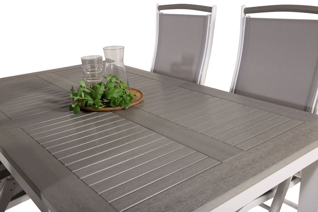 Venture Home Albany Dining Table 152/210*90 - White Alu / Grey Aintwood+Albany Chair 5:pos - White Alu / Grey Textilene / Aintwood_4