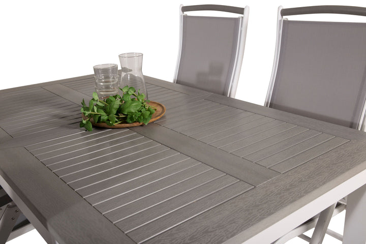 Venture Home Albany Dining Table 152/210*90 - White Alu / Grey Aintwood+Albany Chair 5:pos - White Alu / Grey Textilene / Aintwood_4