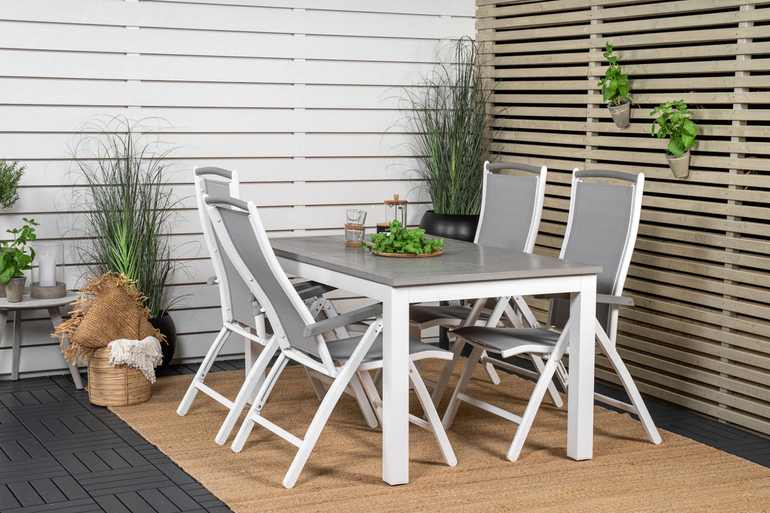 Venture Home Albany Dining Table 152/210*90 - White Alu / Grey Aintwood+Albany Chair 5:pos - White Alu / Grey Textilene / Aintwood_4