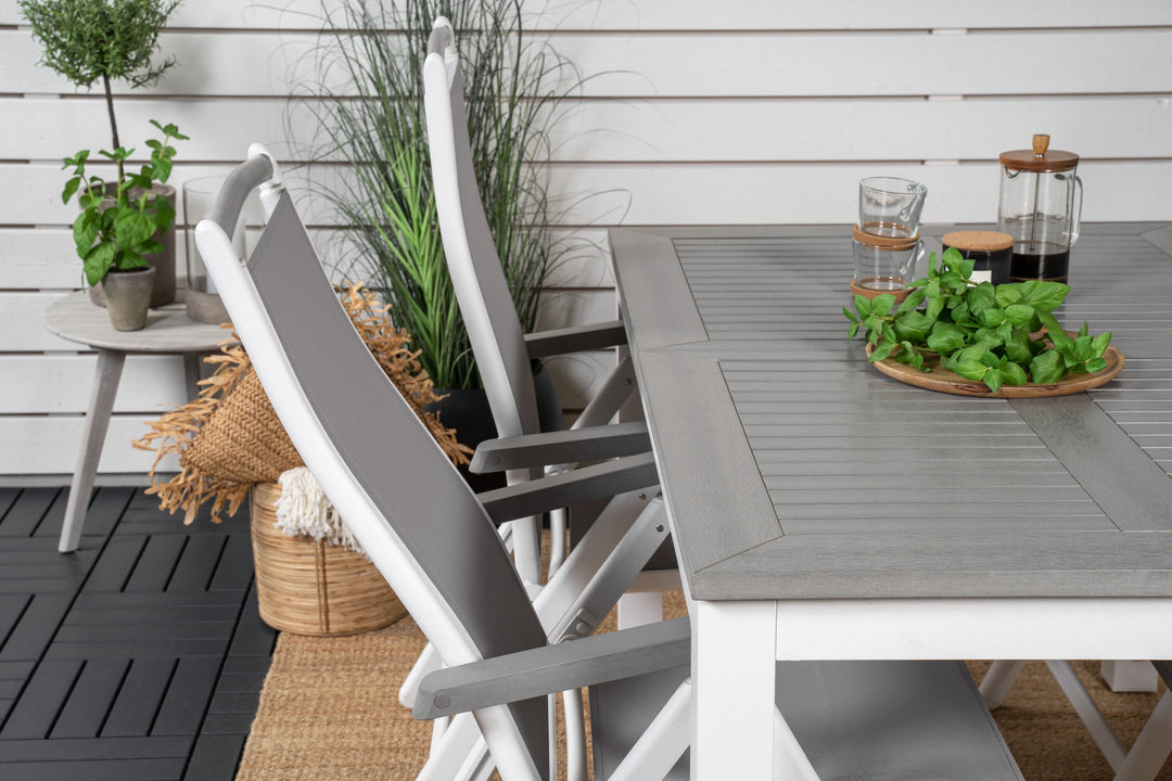 Venture Home Albany Dining Table 152/210*90 - White Alu / Grey Aintwood+Albany Chair 5:pos - White Alu / Grey Textilene / Aintwood_4