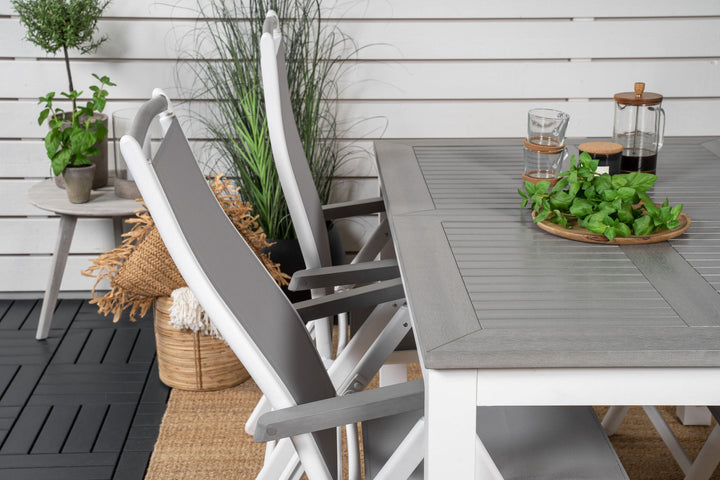 Venture Home Albany Dining Table 152/210*90 - White Alu / Grey Aintwood+Albany Chair 5:pos - White Alu / Grey Textilene / Aintwood_4