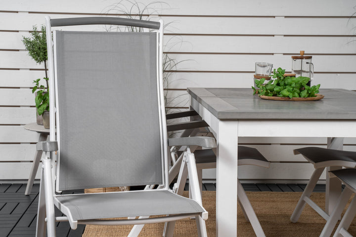 Venture Home Albany Dining Table 152/210*90 - White Alu / Grey Aintwood+Albany Chair 5:pos - White Alu / Grey Textilene / Aintwood_4