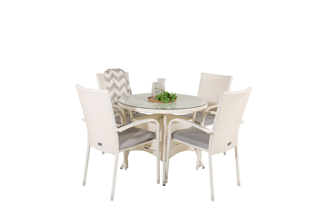 Venture Home Volta Dining Table - White - ø90+Anna Arm Chair (stackable) - White_4