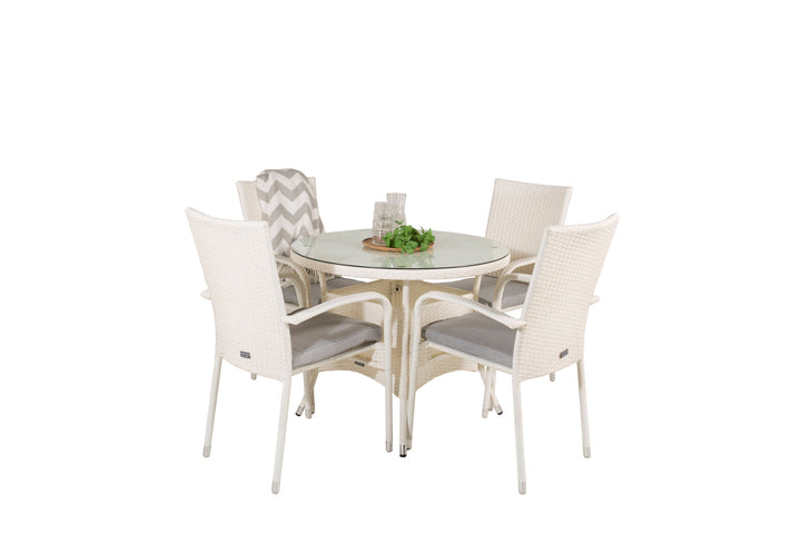 Venture Home Volta Dining Table - White - ø90+Anna Arm Chair (stackable) - White_4