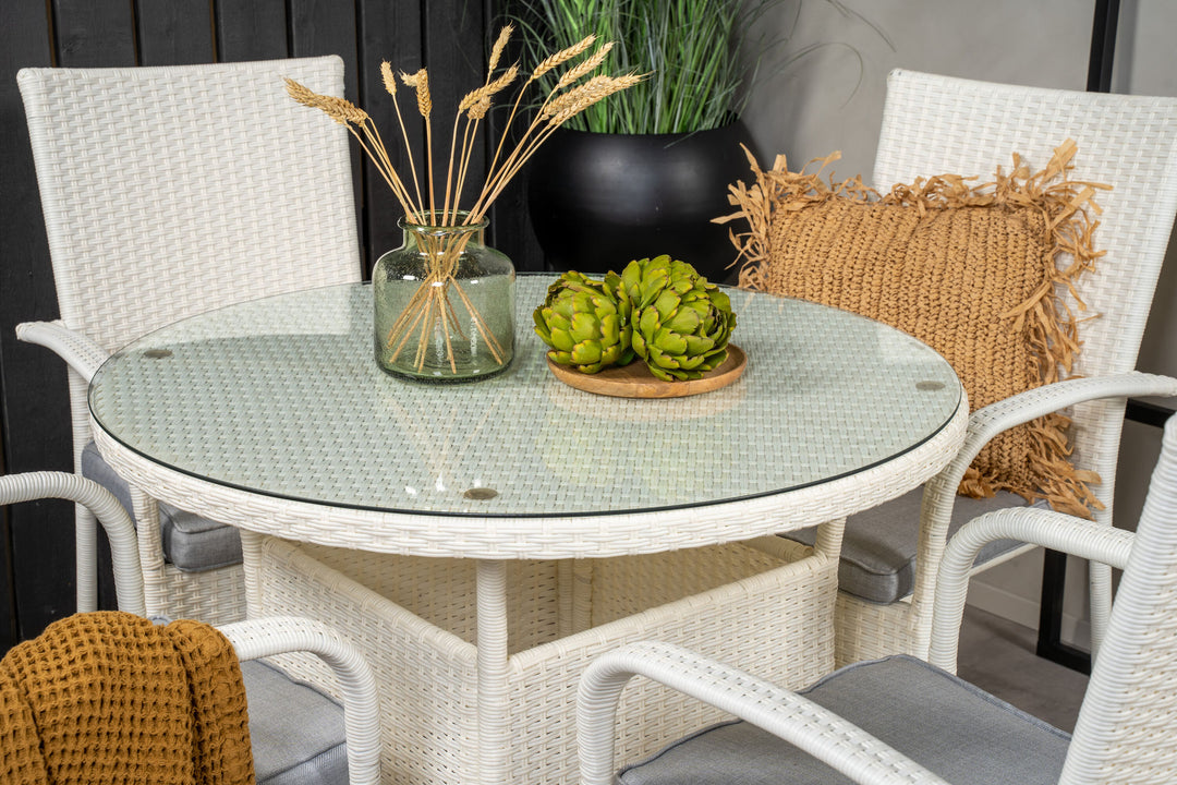 Venture Home Volta Dining Table - White - ø90+Anna Arm Chair (stackable) - White_4