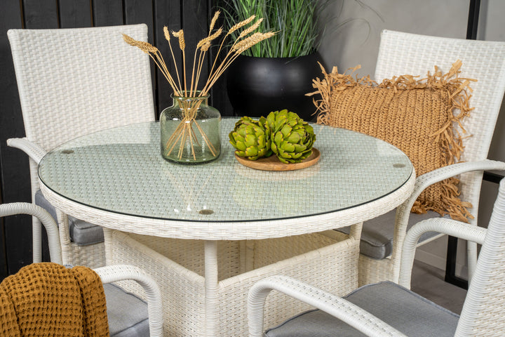 Venture Home Volta Dining Table - White - ø90+Anna Arm Chair (stackable) - White_4