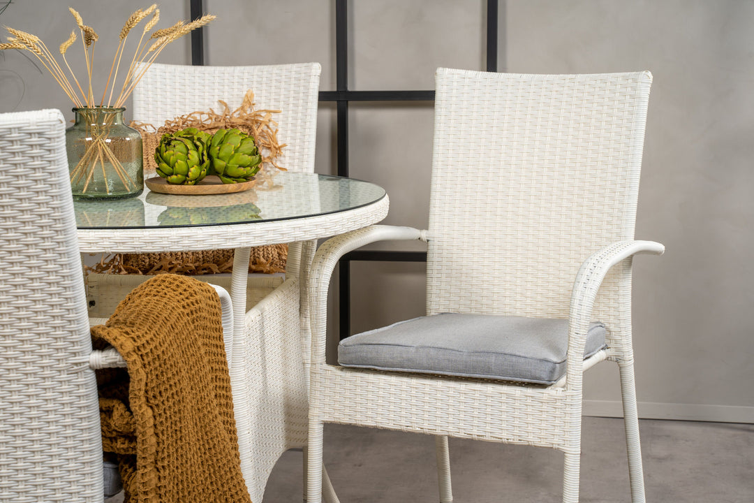Venture Home Volta Dining Table - White - ø90+Anna Arm Chair (stackable) - White_4