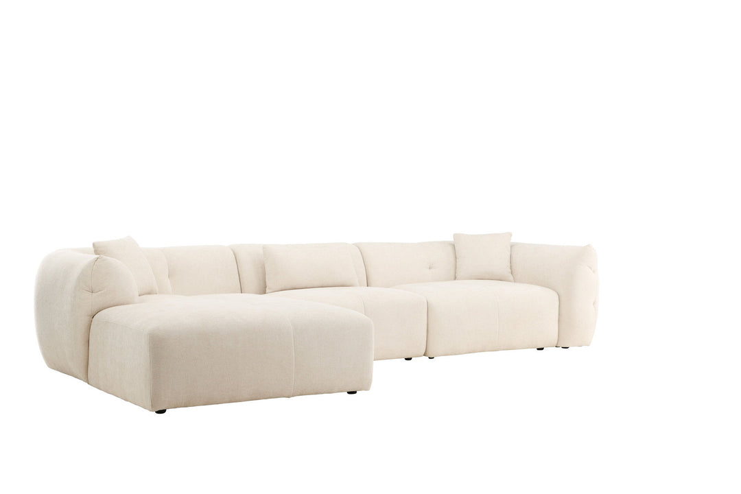 Vind Positano Corner Sofa - Beige Fabric / Right