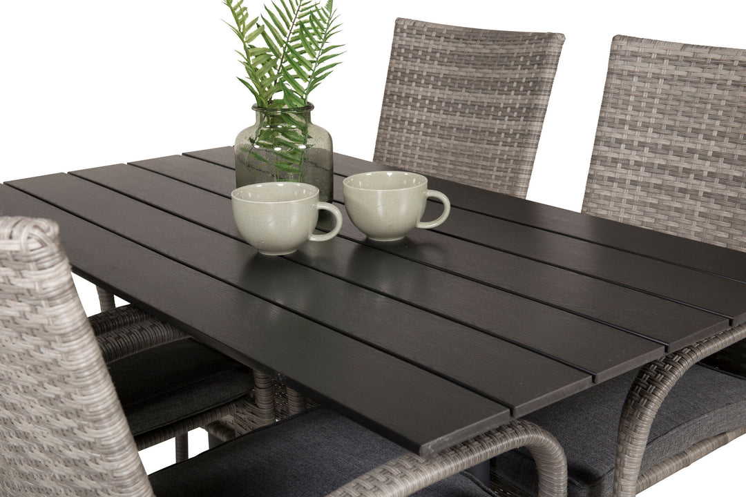 Venture Home Denver Café Table 120*70 - Black Alu / Black Aintwood+Anna Arm Chair (stackable) - Grey_4