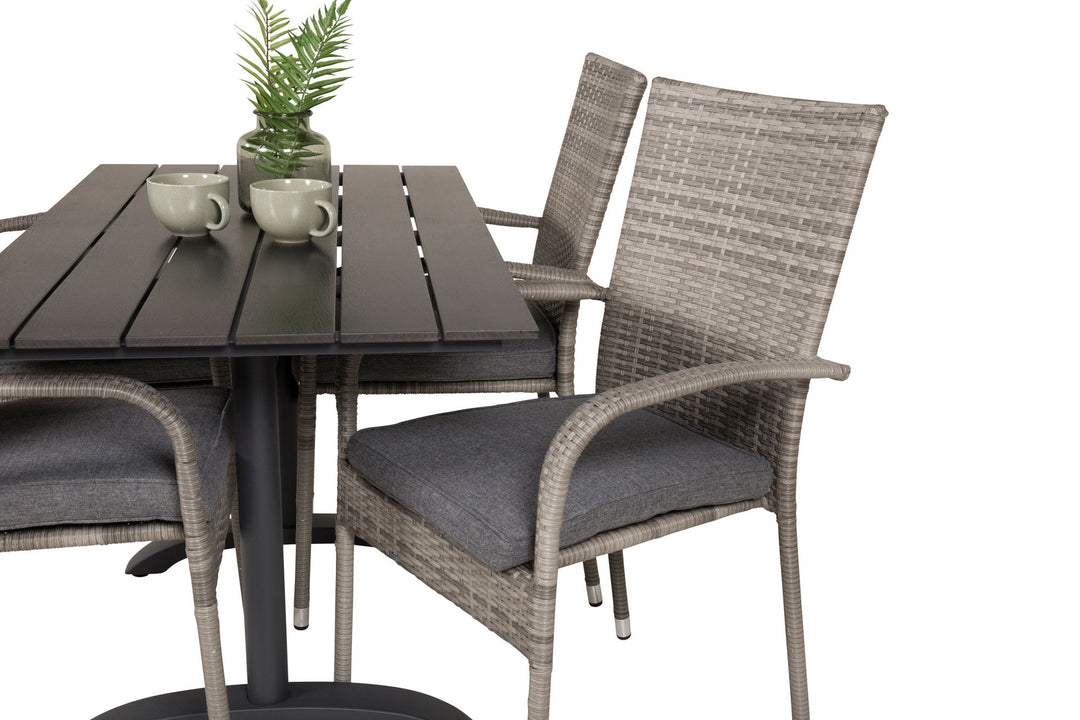Venture Home Denver Café Table 120*70 - Black Alu / Black Aintwood+Anna Arm Chair (stackable) - Grey_4