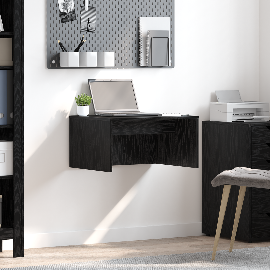 Væghængt skrivebord Sort eg 60 x 45 x 30 cm Konstrueret træ